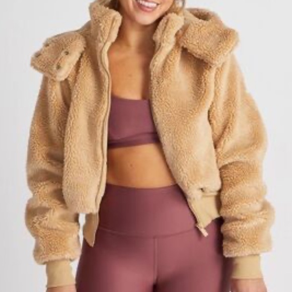 ALO Foxy Sherpa jacket size small camel color teddy - Picture 4 of 15